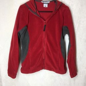 Columbia full zip red grey  Fleece jacket L